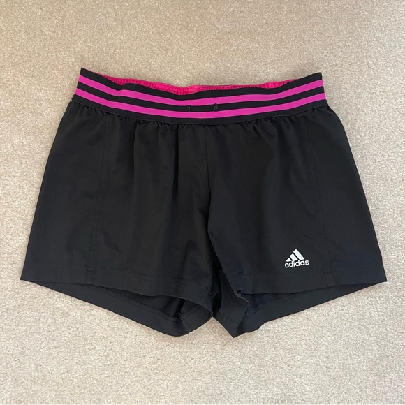 adidas Other - Adidas Kids Climalite Training Running Shorts Pink Black Stripes girls Small